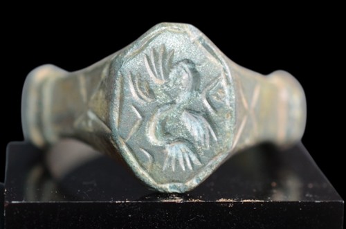 Medieval billon ring with - billon,