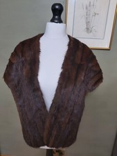 VINTAGE REAL FUR  LINED STOLE WRAP