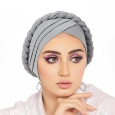 Indian Women Turban Forehead Cross Hat Braid Knot Chemo Cap Hijab Head Wrap New