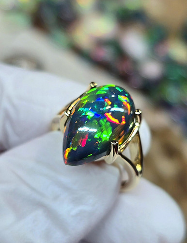 Natural black opal ring - natural,
