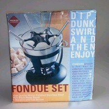 Fondue Set Chrome And Black Complete Chocolate/Cheese Set 