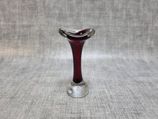 Vintage Mid Century Swedish Art Red Glass Bud Vase