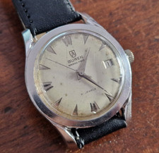 VINTAGE  1950's 'BUREN GRAND PRIX' GENTS MANUAL WIND STAINLESS STEEL WATCH 35mm