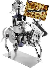 Metal Wine Bottle Holder Horse w Rider Novelty Rack Stand Home Decor Fun Gift