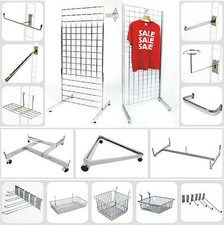 GRID WALL PANEL GRID WALL MESH HOOKS PRONGS ARMS CHROME SHOP DISPLAY STAND