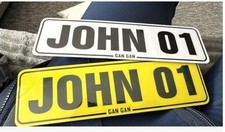 Mobility Scooter Number Plates Personalised Pair 9cmx25cm Any Name/Flag or plain