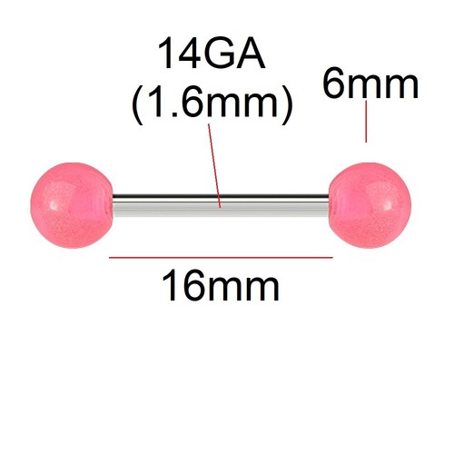 14g 16mm tongue - tongue, pink