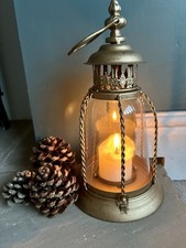 Gold Metal Carriage Candle Holder - Lantern Oil Ornate Vintage French Cloche