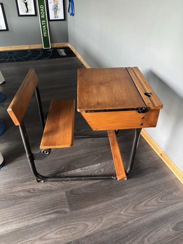 Vintage oak school desk - oak,
