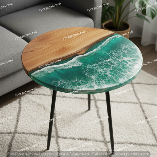 Green epoxy coffee table - green,