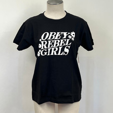 Obey Women's Sustainable T-Shirt Rebel Girls Black Size S NWT Shepard Fairey