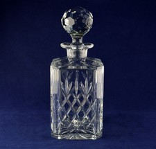 Thomas Webb Crystal "WARWICK" Square Whiskey Decanter - 10" Tall