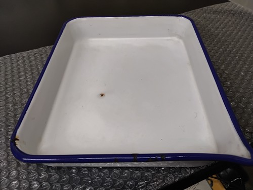 Vintage 8x10 enamelware blue - blue, &