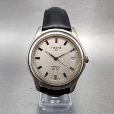 Tissot PR50 Watch Men 35mm Gray Dial Titanium Date Round J176/276K New Battery