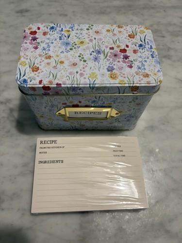 Floral recipe tin box - floral,