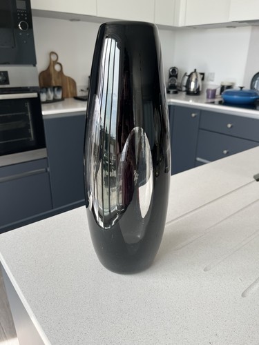 Black art glass vase - black,