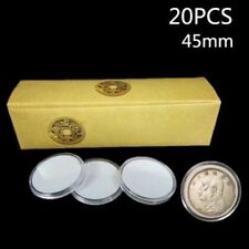 20Pcs 45mm Round Clear Plastic Coin Holder Capsules 20/ 25/ 30/ 35/ 40mm