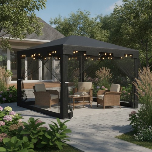 4x3m gazebo with sides outdoor - 4x3m,