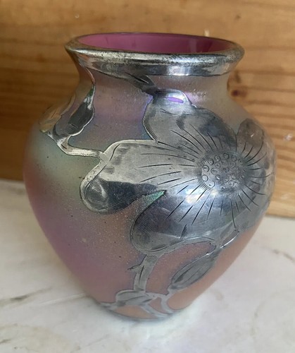 Loetz iridescent glass vase - loetz,