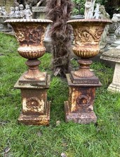 Antique Cast Iron Urns /