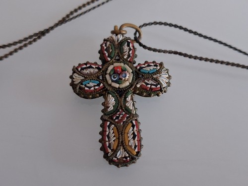 Antique micro mosaic - mosaic, cross