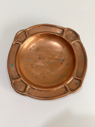 Arts crafts copper dish - &, /