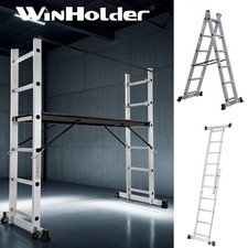 3-in-1 Aluminium Scaffolding Ladder Multi-Purpose Work Platform on Wheels