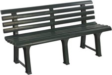 Plastic Garden Bench 3 Seater Weather Resistant Outdoor Seating Furniture Green