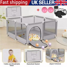 Baby Playpen Portable Child Safety Yard Activity Center with Basketball Hoop UK