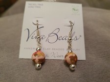 New Vintage Rose Viva Beads Clay Earrings Stocking Filler Xmas Gift Idea