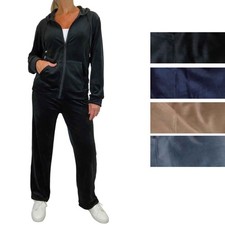 Women's Soft Velour Tracksuit Set 2 Piece Loungewear Hooded Sweatsuit 8-18