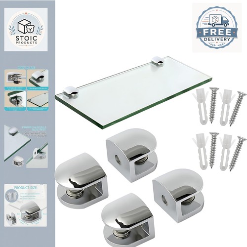 Chrome glass shelf brackets - chrome,