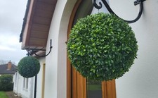 Best Artificial 28cm Green Olive Topiary Grass Wall Hanging Basket Garden Ball