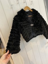 Beautiful Faux Fur Jacket Dorothy Perkins Size M 10 Women's Black cropped Shrug