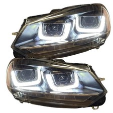 For VW GOLF MK6 2009-13 Headlights Black LED DRL Headlights
