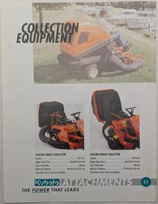 Original Kubota Ride On Mower Attachments Single Sheet Brochure, c 1980's