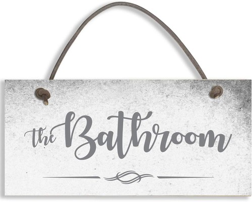 The bathroom door sign - door, plaque