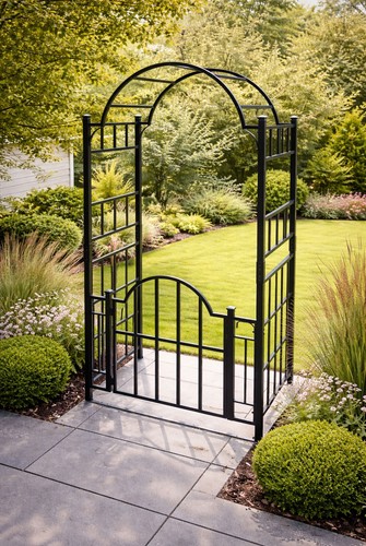 Metal garden arch and gates - and,