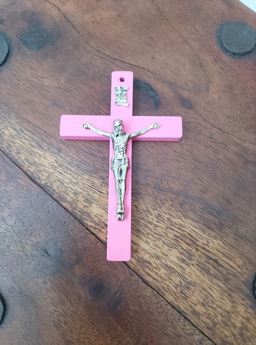 Pink wall hanging - hanging, crucifix