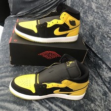 NIKE Air Jordan 1 MID SE HJ6654-071 Black White Varsity Maize Size UK 8.5 EUR 43