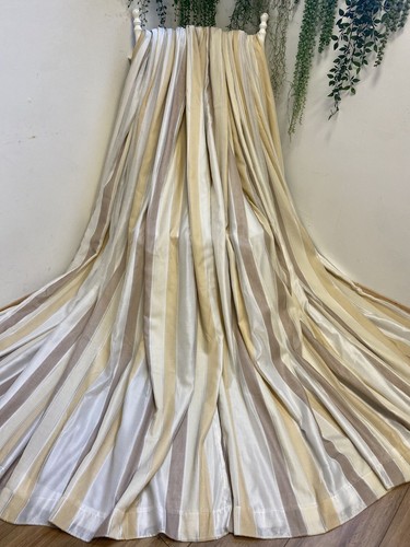 Cream gold mink striped voile - striped,