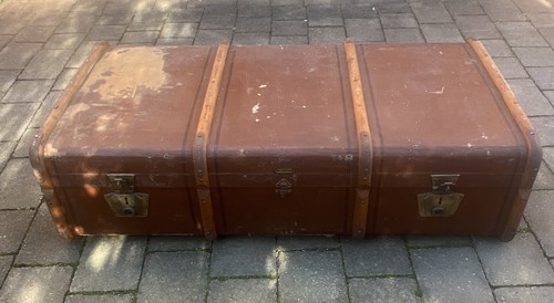 Antique large steamer trunk - antique,