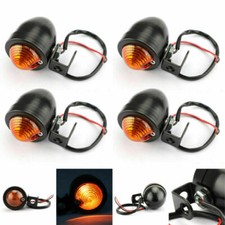 4x Universal Black Mini Turn Signal Light Vintage Motorcycle Bullet Bulb T9