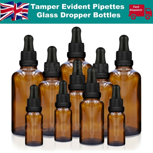Amber glass dropper - glass,