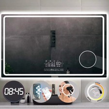 Bluetooth Bathroom Mirror With Led Lights Shaver Socket Demister 1200x750mm DE