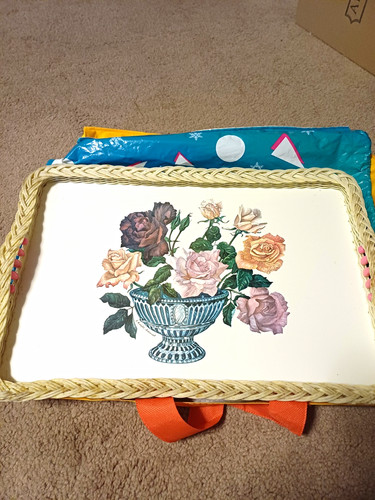 Large floral serving - serving, tray