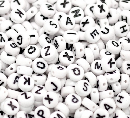 Acrylic alphabet beads - -, round