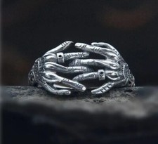 Gothic Skull Band Ring Tattoo Biker Gothic Hip-hop Heavy Metal Ring, Chunky Ring