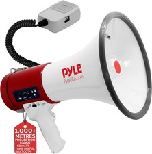 Pyle Megaphone With Siren L, Red and white 1,000 Meter range 