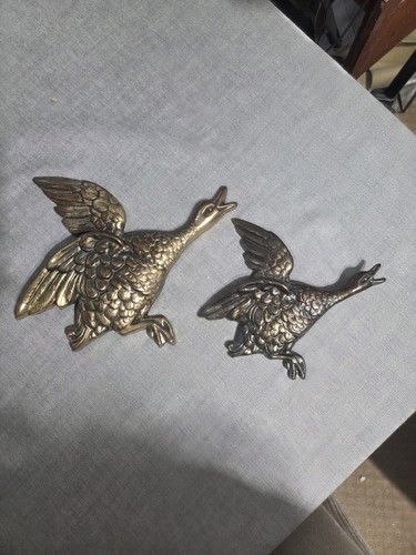 Vintage brass flying - flying, ducks